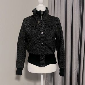 Black Lipstick Wool Bomber Jacket Medium